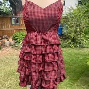 Torrid Betsy Johnson Red and Black Tiered Mini Dress